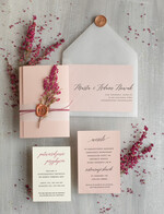 Zaproszenia ślubne Natura rustykalne Zaproszenia ślubne wrzosy naturalne Zaproszenie na ślub boho wrzos lakowany i kalkowa przeźroczysta koperta9