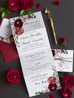 Zaproszenia ślubne Natura Proste Boho Zaproszenia Ślubne Kwiaty Róże  Minimalistyczne Zaproszenia na Ślub Delikatne Zaproszenie Ślubne bordowe1