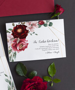 Zaproszenia ślubne Natura Proste Boho Zaproszenia Ślubne Kwiaty Róże  Minimalistyczne Zaproszenia na Ślub Delikatne Zaproszenie Ślubne bordowe3