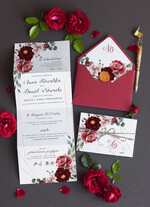 Zaproszenia ślubne Natura Proste Boho Zaproszenia Ślubne Kwiaty Róże  Minimalistyczne Zaproszenia na Ślub Delikatne Zaproszenie Ślubne bordowe0