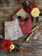 Zaproszenia ślubne Natura unikatowe bordowe zaproszenia ślubne z motywem botanicznym5