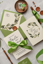 Zaproszenia ślubne Natura rustykalne zaproszenia ślubne Oliwki zaproszenia na ślub z naturalną Gałązką Oliwkową zielone zaproszenie na ślub Toskania Oliwka2