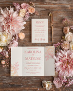 Zaproszenia ślubne Natura Proste Boho Zaproszenia Ślubne Peonie  Minimalistyczne Zaproszenia na Ślub Delikatne Zaproszenie Ślubne6