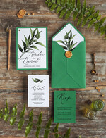 Zaproszenia ślubne Natura rustykalne zaproszenia na ślub eukaliptus szmaragdowe zaproszenia ślubne  Proste Eukaliptus Zaproszenia Ślubne Minimalistyczne5