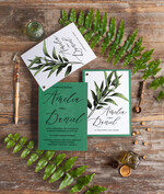 Zaproszenia ślubne Natura rustykalne zaproszenia na ślub eukaliptus szmaragdowe zaproszenia ślubne  Proste Eukaliptus Zaproszenia Ślubne Minimalistyczne1