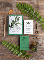 Zaproszenia ślubne Natura rustykalne zaproszenia na ślub eukaliptus szmaragdowe zaproszenia ślubne  Proste Eukaliptus Zaproszenia Ślubne Minimalistyczne3