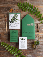 Zaproszenia ślubne Natura rustykalne zaproszenia na ślub eukaliptus szmaragdowe zaproszenia ślubne  Proste Eukaliptus Zaproszenia Ślubne Minimalistyczne0