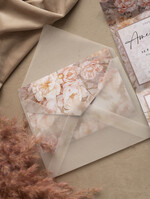 Zaproszenia ślubne Natura Poziome kopertowe zaproszenia ślubne z peoniami, Kopertowe różowe zaproszenie na ślub kalkowa koperta, składane zaproszenia w kopertę proste zaproszenia ślubne zaproszenia 1