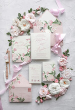 Zaproszenia ślubne Natura zaproszenia ślubne rózowe niezapominajki i hortensje boho rustykalne zaproszenie na ślub   1