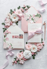 Zaproszenia ślubne Natura zaproszenia ślubne rózowe niezapominajki i hortensje boho rustykalne zaproszenie na ślub   0