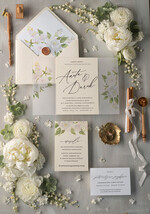 Zaproszenia ślubne Natura modne zaproszenia ślubne, botaniczne motywy boho kwiaty0