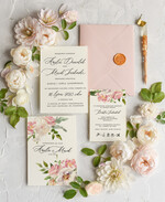 Zaproszenia ślubne Natura Proste Boho Zaproszenia Ślubne Kwiaty Róże  Minimalistyczne Zaproszenia na Ślub Delikatne Zaproszenie Ślubne6