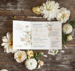 Zaproszenia ślubne Natura Proste Kremowe Zaproszenia Ślubne Boho Kwiaty  Minimalistyczne Zaproszenia na Ślub Delikatne Zaproszenie Ślubne1
