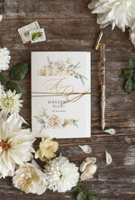 Zaproszenia ślubne Natura Proste Kremowe Zaproszenia Ślubne Boho Kwiaty  Minimalistyczne Zaproszenia na Ślub Delikatne Zaproszenie Ślubne3