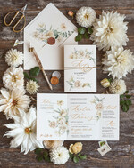 Zaproszenia ślubne Natura Proste Kremowe Zaproszenia Ślubne Boho Kwiaty  Minimalistyczne Zaproszenia na Ślub Delikatne Zaproszenie Ślubne0
