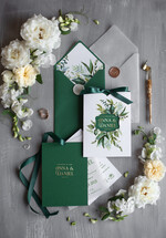 Zaproszenia ślubne Natura Złocone Eukaliptus Zaproszenia Ślubne Zieleń i Złoto  Zaproszenia na Ślub Delikatne Zaproszenie Ślubne Zielone Eukaliptus 1