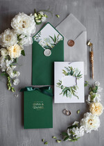 Zaproszenia ślubne Natura Złocone Eukaliptus Zaproszenia Ślubne Zieleń i Złoto  Zaproszenia na Ślub Delikatne Zaproszenie Ślubne Zielone Eukaliptus 11