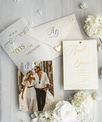 Zaproszenia ślubne Złote Glamour eleganckie zaproszenia na ślub ze zdjęciem dla gości na pamiątkę, zaproszenia ślubne ze zdjęciem, ślubne zaproszenia z ozdobnym okrągłym nitem1