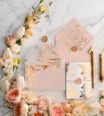 Zaproszenia ślubne Złote Glamour złote zaproszenia ślubne wykonywane ręcznie styl glamour w kolorystyce pudrowego różu i złota28