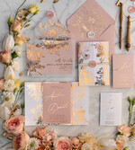 Zaproszenia ślubne Złote Glamour złote zaproszenia ślubne wykonywane ręcznie styl glamour w kolorystyce pudrowego różu i złota5