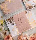 Zaproszenia ślubne Złote Glamour złote zaproszenia ślubne wykonywane ręcznie styl glamour w kolorystyce pudrowego różu i złota6