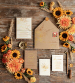 Zaproszenia ślubne Złote Glamour złote rustykalne zaproszenia ślubne słoneczniki ekologiczny papier złocone zaproszenie na ślub ze słonecznikami1