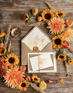 Zaproszenia ślubne Złote Glamour złote rustykalne zaproszenia ślubne słoneczniki ekologiczny papier złocone zaproszenie na ślub ze słonecznikami2