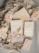 Zaproszenia ślubne Złote Glamour eleganckie zaproszenie na ślub z suszonym dmuszkiem, wyjątkowe zaproszenia ślubne z dmuszkiem, zaproszenia na ślub w stylu glamour20