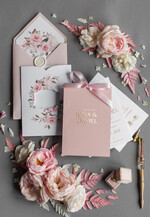 Zaproszenia ślubne Złote Glamour nowoczesne zaproszenia na ślub elegancki styl glamour kieszonka ze wstążką 1