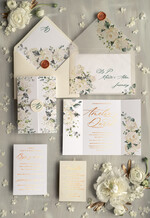 Zaproszenia ślubne Złote Glamour delikatne zaproszenia na ślub w plenerze złote i błyszczące litery białe róże, zaproszenie na ślub z kwiatami0