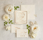 Zaproszenia ślubne Złote Glamour Proste  Złote Zaproszenia Ślubne Glamour Geometryczne Serce Złocone Zaproszenia na Ślub Minimalistyczne Zaproszenie  4