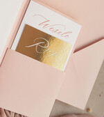 Zaproszenia ślubne Złote Glamour złote zaproszenia ślubne z lustrzanym monogramem, różowe zaproszenie na ślub złocone, zaoriszenia na slub cywilny pudrowy róż  2