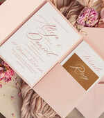 Zaproszenia ślubne Złote Glamour złote zaproszenia ślubne z lustrzanym monogramem, różowe zaproszenie na ślub złocone, zaoriszenia na slub cywilny pudrowy róż  4