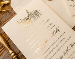 Zaproszenia ślubne Złote Glamour Proste  Złocone Zaproszenia Ślubne Minimalistyczne Zaproszenia na Ślub Twoje Miejsce szkicowane Zaproszenie Ślubne Kremowe13