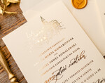 Zaproszenia ślubne Złote Glamour Proste  Złocone Zaproszenia Ślubne Minimalistyczne Zaproszenia na Ślub Twoje Miejsce szkicowane Zaproszenie Ślubne Kremowe4