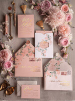 Zaproszenia ślubne Złote Glamour ekskluzywne zaproszenia ślubne złote luksusowe zaproszenia na ślub boho kwiaty w kopercie i etui3