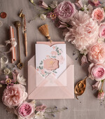 Zaproszenia ślubne Złote Glamour ekskluzywne zaproszenia ślubne złote luksusowe zaproszenia na ślub boho kwiaty w kopercie i etui4