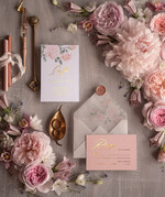 Zaproszenia ślubne Złote Glamour ekskluzywne zaproszenia ślubne złote luksusowe zaproszenia na ślub boho kwiaty w kopercie i etui7
