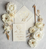 Zaproszenia ślubne Złote Glamour Złote  błyszczące zaproszenie na ślub z geometrycznym secem Złote Zaproszenia Ślubne z Listkami  Glamour Proste  Złocone Zaproszenie na Ślub10