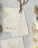 Zaproszenia ślubne Złote Glamour Złote  błyszczące zaproszenie na ślub z geometrycznym secem Złote Zaproszenia Ślubne z Listkami  Glamour Proste  Złocone Zaproszenie na Ślub8