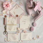 Zaproszenia ślubne Złote Glamour Listki  Minimalistyczne zaproszenia ślubne, złocone zaproszenie ślubne Proste zaproszenie na ślub Róż i Kalka 3