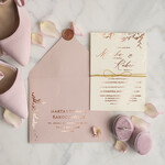 Zaproszenia ślubne Złote Glamour Listki  Minimalistyczne zaproszenia ślubne, złocone zaproszenie ślubne Proste zaproszenie na ślub Róż i Kalka 4