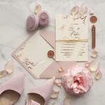 Zaproszenia ślubne Złote Glamour Listki  Minimalistyczne zaproszenia ślubne, złocone zaproszenie ślubne Proste zaproszenie na ślub Róż i Kalka 6