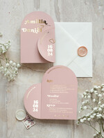 Zaproszenia ślubne Złote Glamour Eleganckie Złote Zaproszenia ślubne w kształcie serca, Złocone Minimalistyczne Zaproszenie na Ślub, Proste Zaproszenie ślubne z ozdobnym spinaczem0