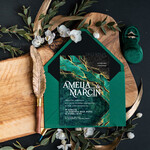 Zaproszenia ślubne Złote Glamour Marmurkowe zaproszenia ślubne, zielone zaproszenia na ślub, eleganckie złocone zaproszenia ślubne Nowoczesne wzory zaproszeń ślubnych2