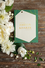 Zaproszenia ślubne Złote Glamour orginalne zaproszenia na ślub, klasyczne złote i błyszczące3