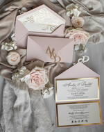 Zaproszenia ślubne Złote Glamour Eleganckie złote zaproszenia ślubne z lustrzanym monogramem, Kopertowe zaproszenie na ślub złocone, zaproszenia na ślub w stylu glamour, złote napisy na zaproszeniach ślubnych 15