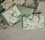 Zaproszenia ślubne Złote Glamour Eleganckie złote zaproszenia ślubne z lustrzanym monogramem, Kopertowe zielone zaproszenie na ślub, zaproszenia ślubne składane kwiatowe zaproszenia na ślub6