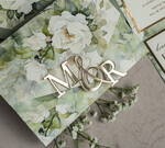 Zaproszenia ślubne Złote Glamour Eleganckie złote zaproszenia ślubne z lustrzanym monogramem, Kopertowe zielone zaproszenie na ślub, zaproszenia ślubne składane kwiatowe zaproszenia na ślub7