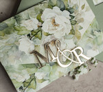 Zaproszenia ślubne Złote Glamour Eleganckie złote zaproszenia ślubne z lustrzanym monogramem, Kopertowe zielone zaproszenie na ślub, zaproszenia ślubne składane kwiatowe zaproszenia na ślub2